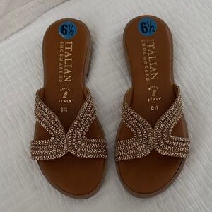 Italian Shoemakers Brown Beaded Sandals